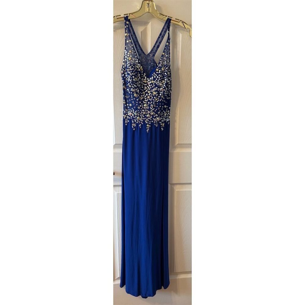 Blondie Nites Blue and Silver Prom Dress